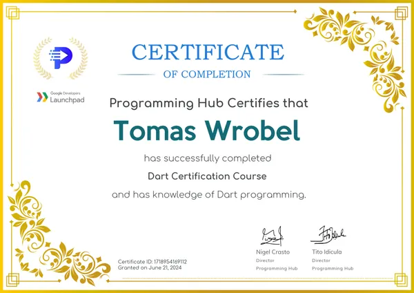 Dart Certificate