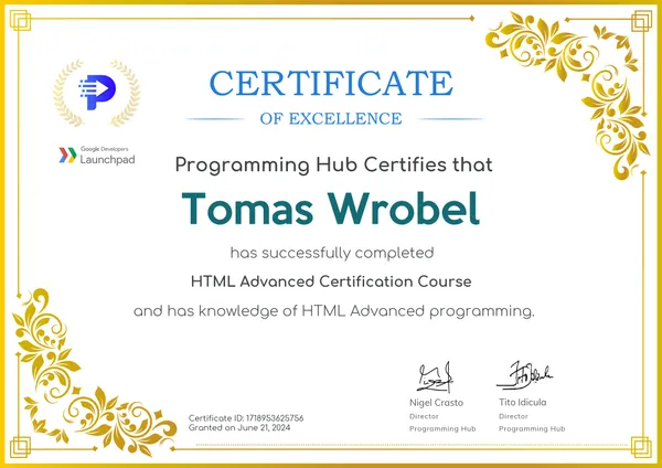 HTML Advanced Certificate