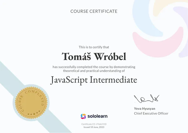 JavaScript Intermediate Certificate